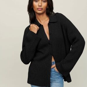 Reformation Fantino Cashmere Collared Sweater Black - XS